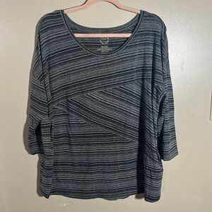 Maurices‎ 24/7 Striped Marled Gray Top | 1